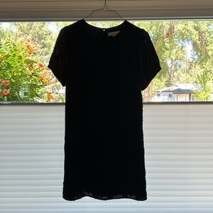LOFT Ann Taylor Swiss Dot Black Swing Shift T Shirt Puff Sleeve Dress - M